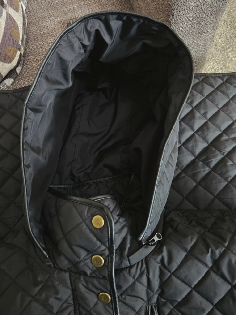 NWOT Ralph Lauren sz 2X black diamond quilted zip up hooded anorak coat / jacket - Picture 5 of 10